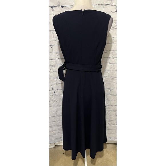 NWT Calvin Klein Belt Sleeveless Blue V-Neck Midi Dress with Side Buttons Size 6 - Picture 5 of 9